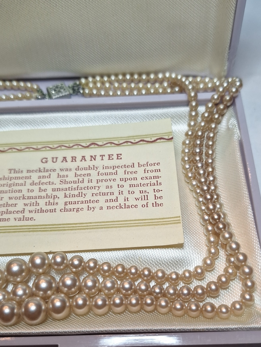 Beautiful Deltah Three Strand Simulated Pearl Vintage Antique Necklace - Picture 3 of 13
